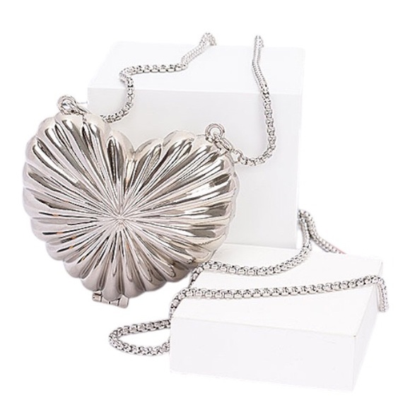 Silver and Gold Heart-Shaped Mini Bag - Picture 3 of 6